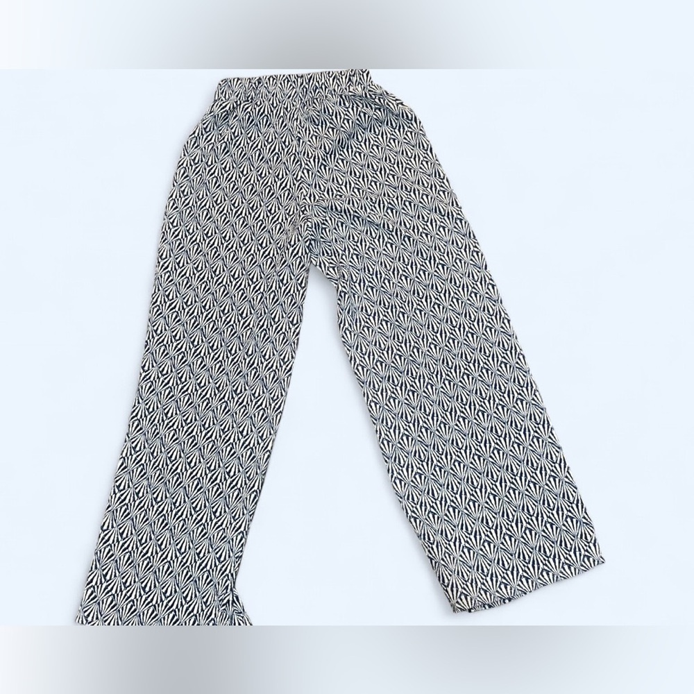 H&M Blue & White Geometric Print Wide Leg Pants | XS - Picture 2 of 3